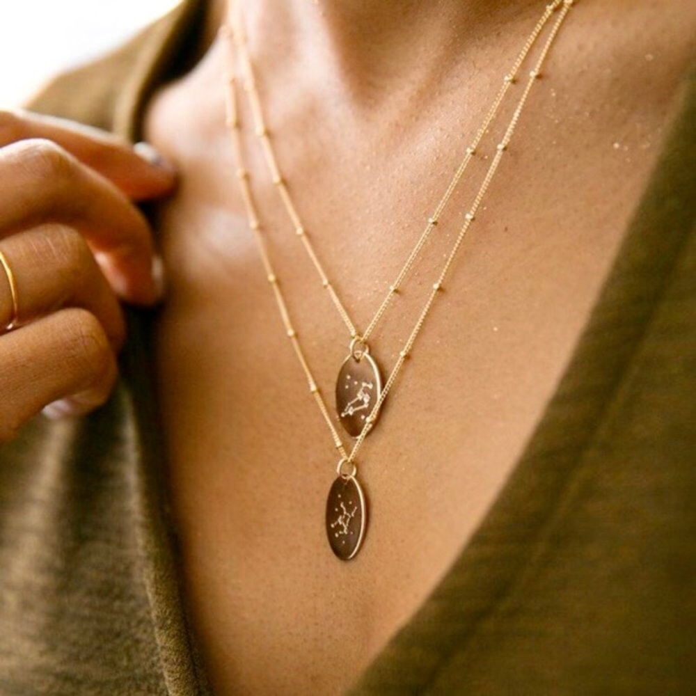 Leo Minimalist Zodiac Boho Charm GoldBead Necklace